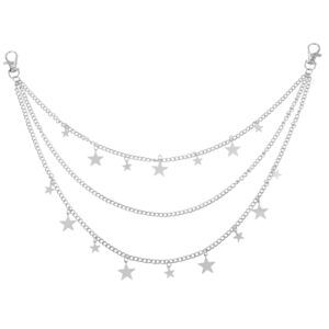 Star Pants Chain Goth Layered Jean Chain Punk Silver Wallet Pocket Belt 6253